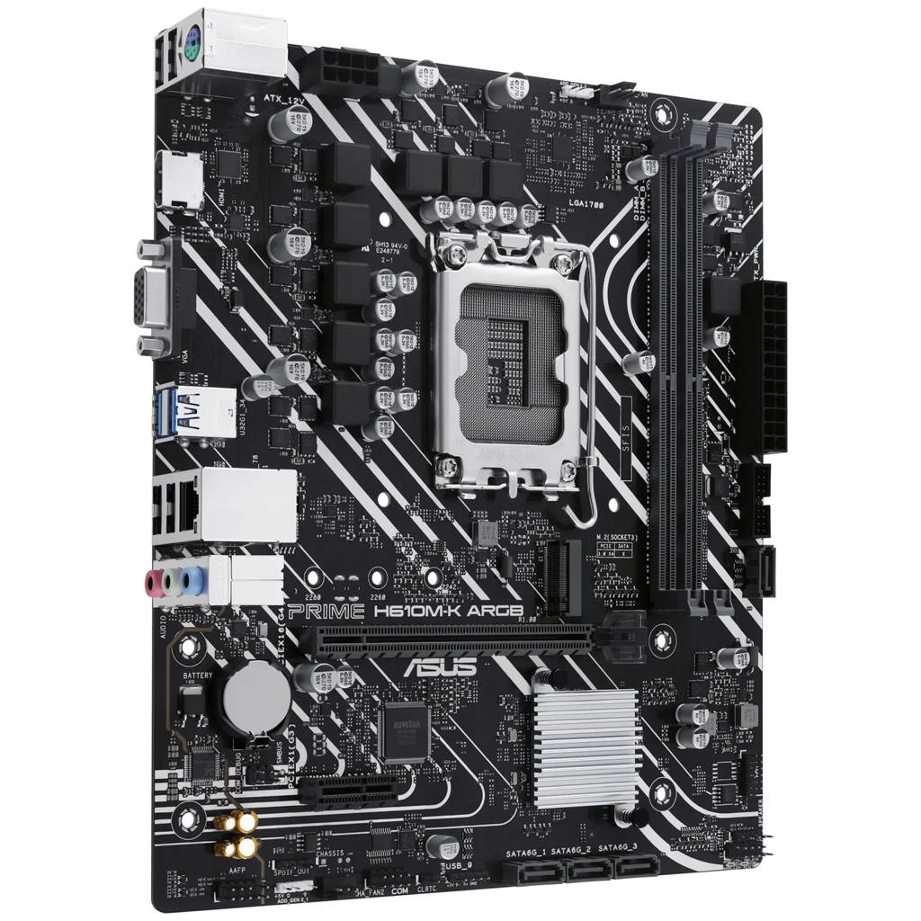 ASUS PRIME H610M-K ARGB - Motherboard - micro ATX - LGA1700-Sockel - H610 Chipsatz - USB 3.2 Gen 1 - Gigabit LAN - Onboa