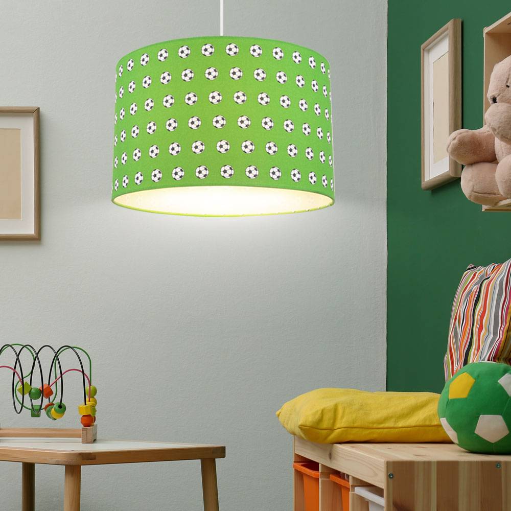 Pendelleuchte Hängeleuchte Kinderlampe Kinderzimmerlampe Deckenlampe Spielzimmer, Metall weiß grünfarbig, 1x E27 Fassung, DxH 35x120 cm