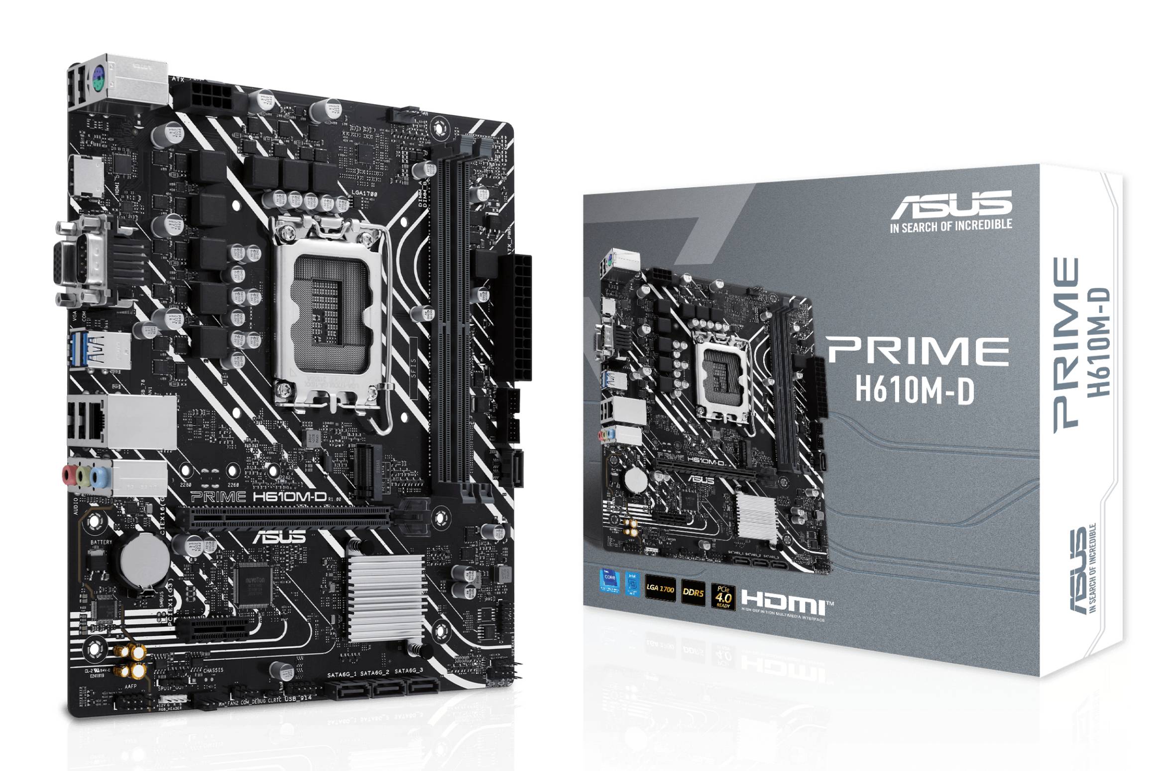 ASUS PRIME H610M-D - Motherboard - micro ATX - LGA1700-Sockel - H610 Chipsatz - USB 3.2 Gen 1 - Gigabit LAN - Onboard-Grafik (CPU erforderlich)