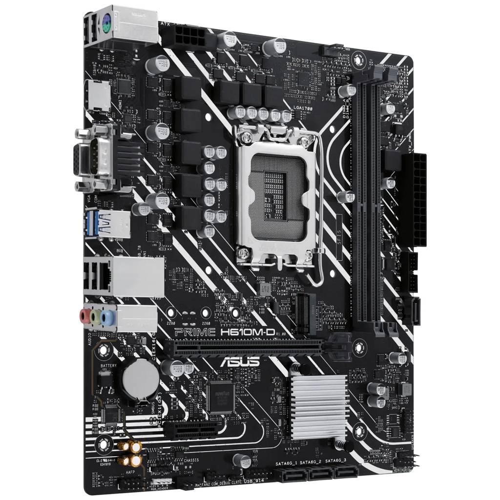 ASUS PRIME H610M-D - Motherboard - micro ATX - LGA1700-Sockel - H610 Chipsatz - USB 3.2 Gen 1 - Gigabit LAN - Onboard-Gr