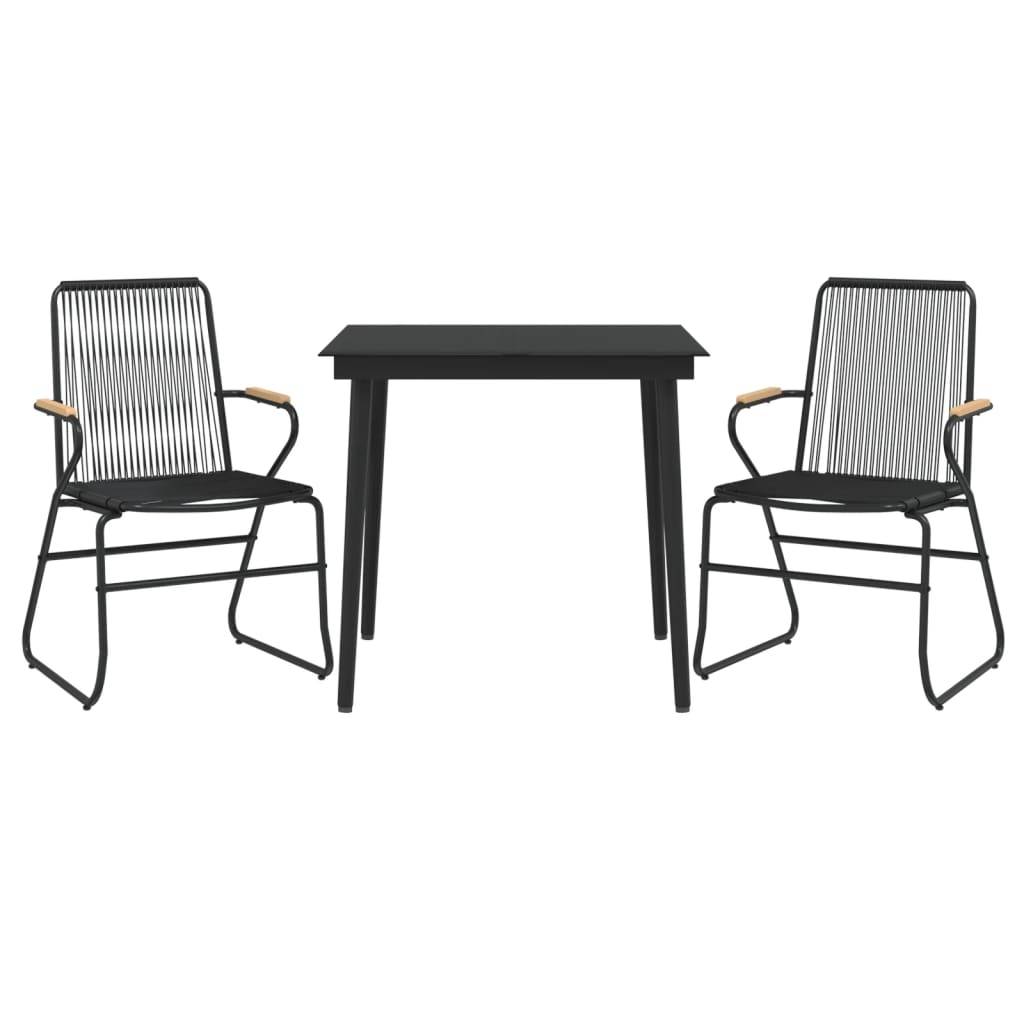 vidaXL 3-tlg. Garten-Essgruppe Schwarz PVC Rattan