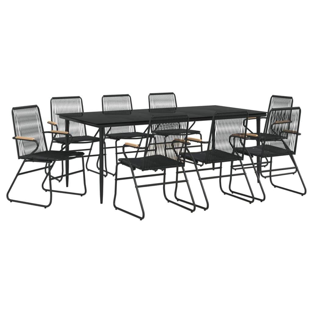 vidaXL 9-tlg. Garten-Essgruppe Schwarz PVC Rattan