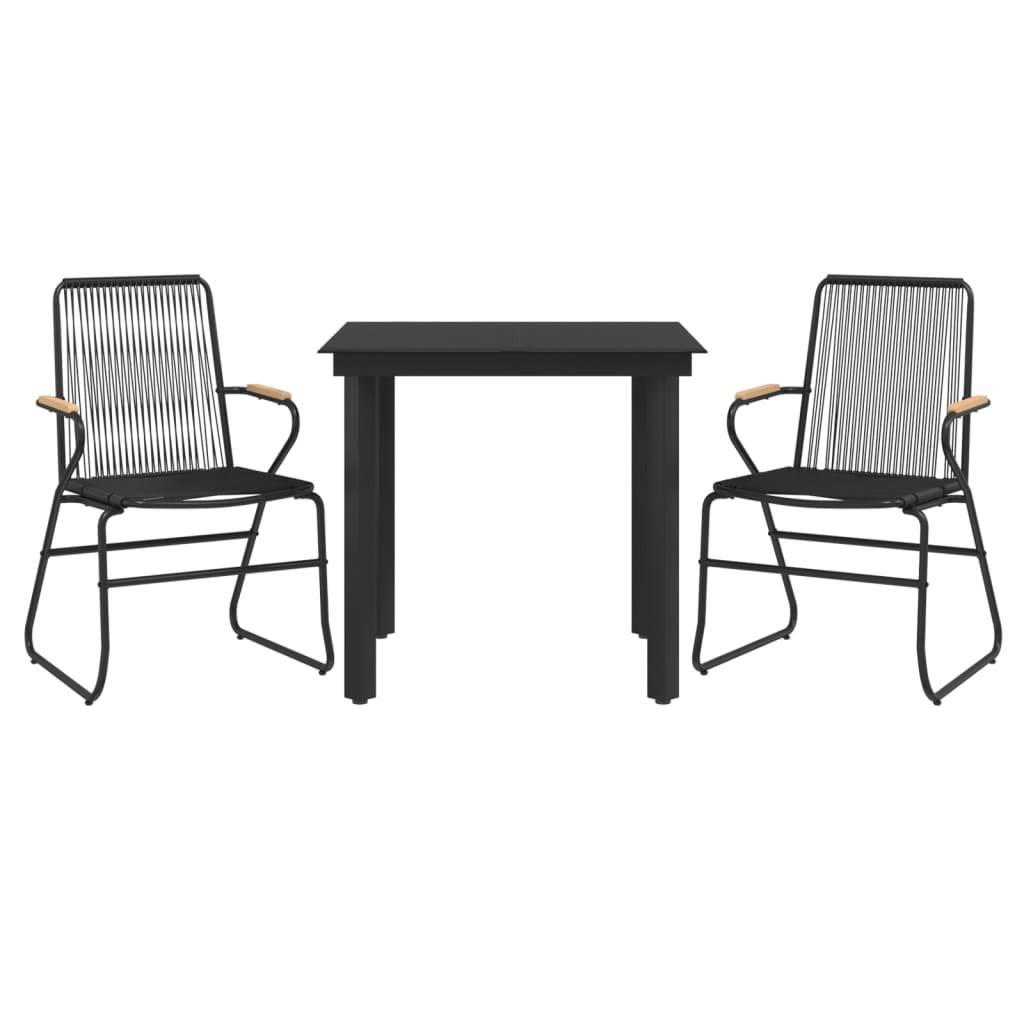 vidaXL 3-tlg. Garten-Essgruppe Schwarz PVC Rattan