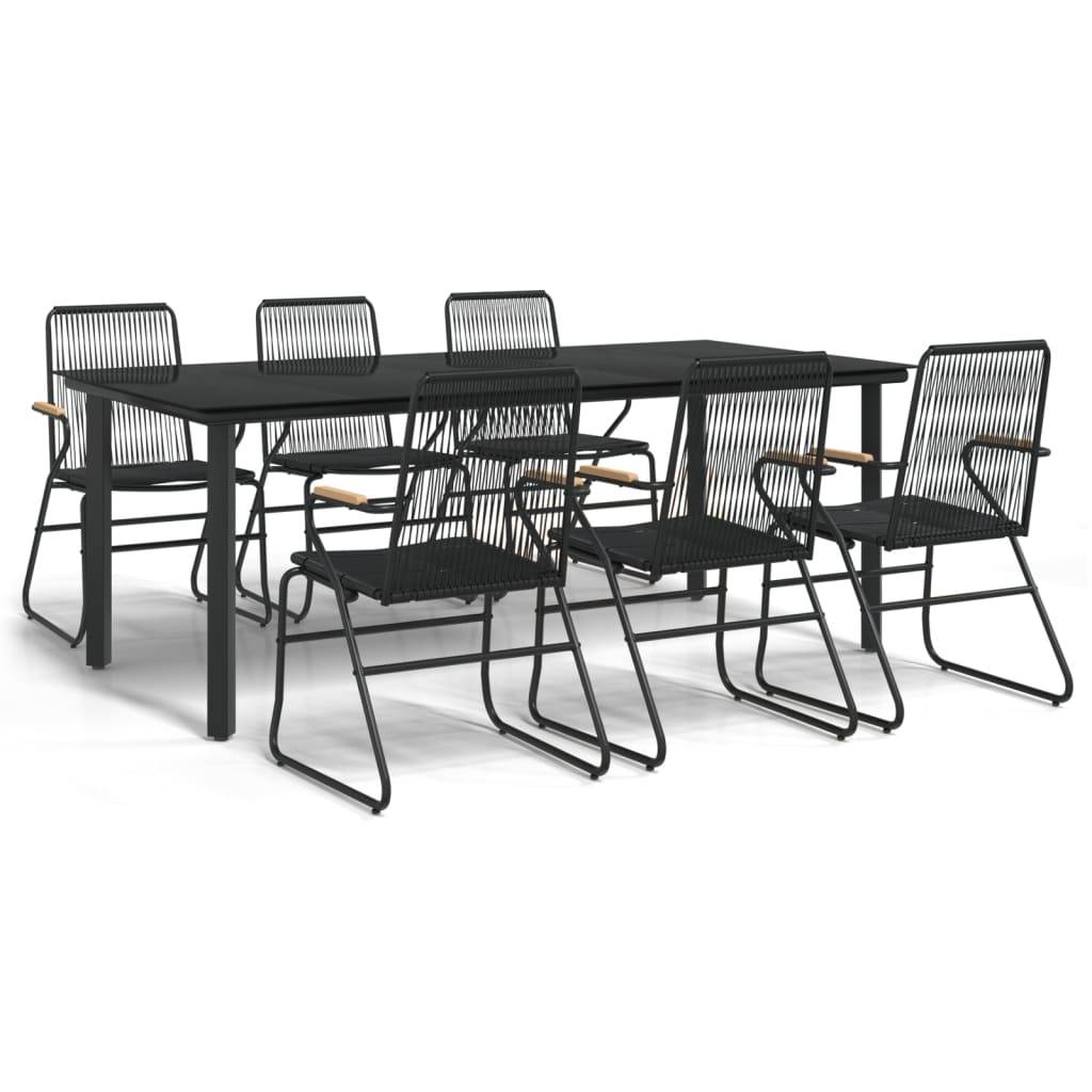 vidaXL 7-tlg. Garten-Essgruppe Schwarz PVC-Rattan