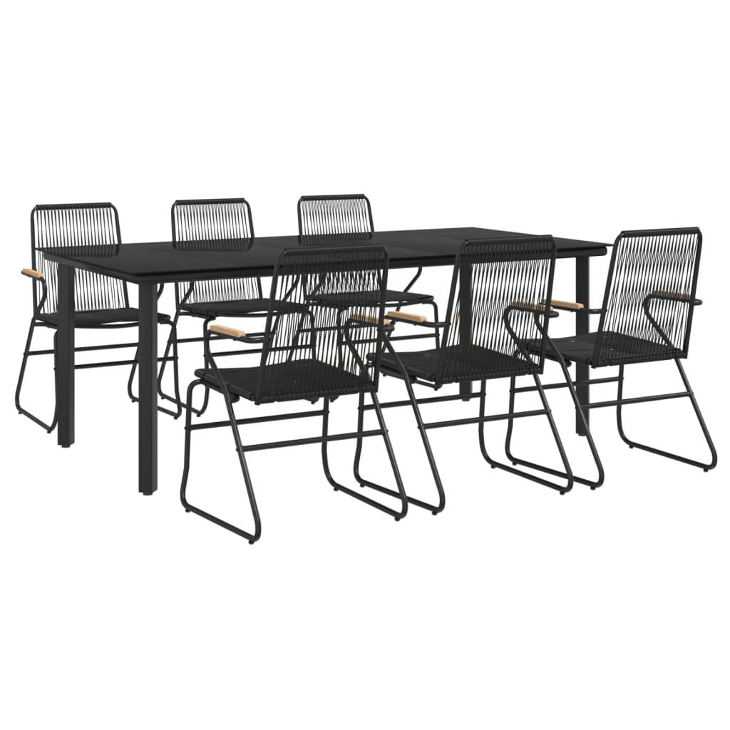 vidaXL 7-tlg. Garten-Essgruppe Schwarz PVC-Rattan