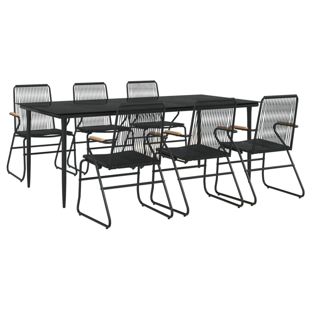 vidaXL 7-tlg. Garten-Essgruppe Schwarz PVC-Rattan