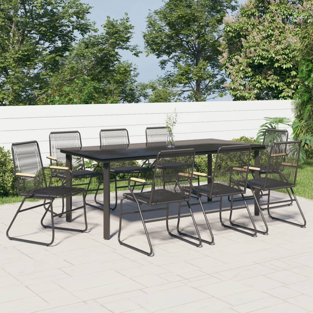 vidaXL 9-tlg. Garten-Essgruppe Schwarz PVC Rattan