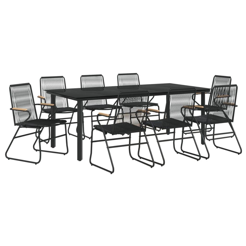 vidaXL 9-tlg. Garten-Essgruppe Schwarz PVC Rattan