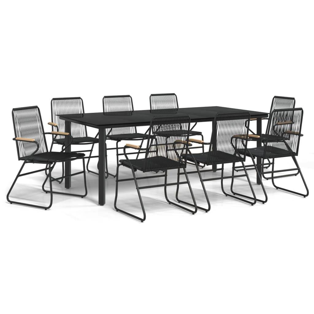 vidaXL 9-tlg. Garten-Essgruppe Schwarz PVC Rattan