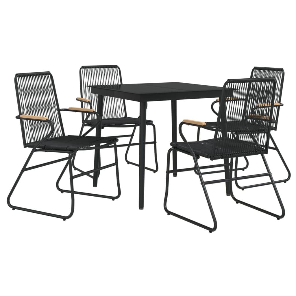 vidaXL 5-tlg. Garten-Essgruppe Schwarz PVC Rattan