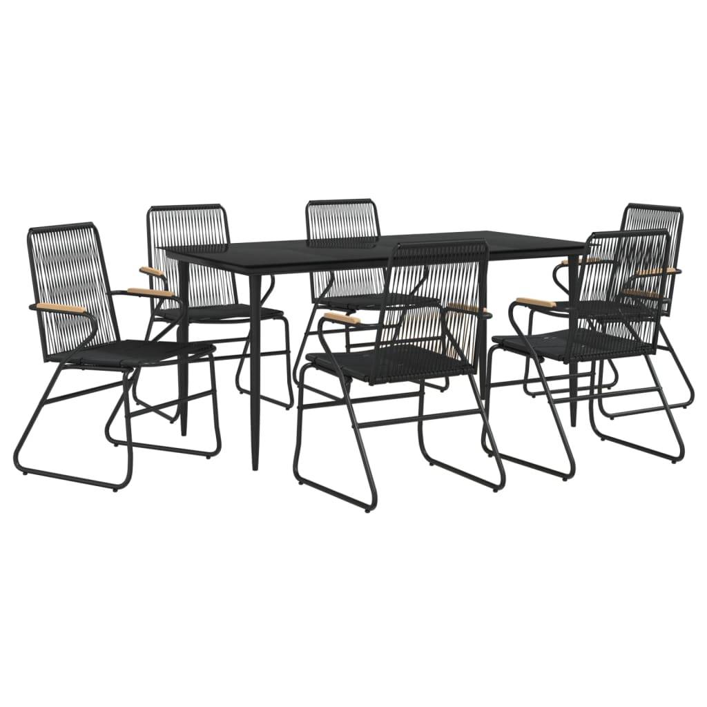 vidaXL 7-tlg. Garten-Essgruppe Schwarz PVC-Rattan