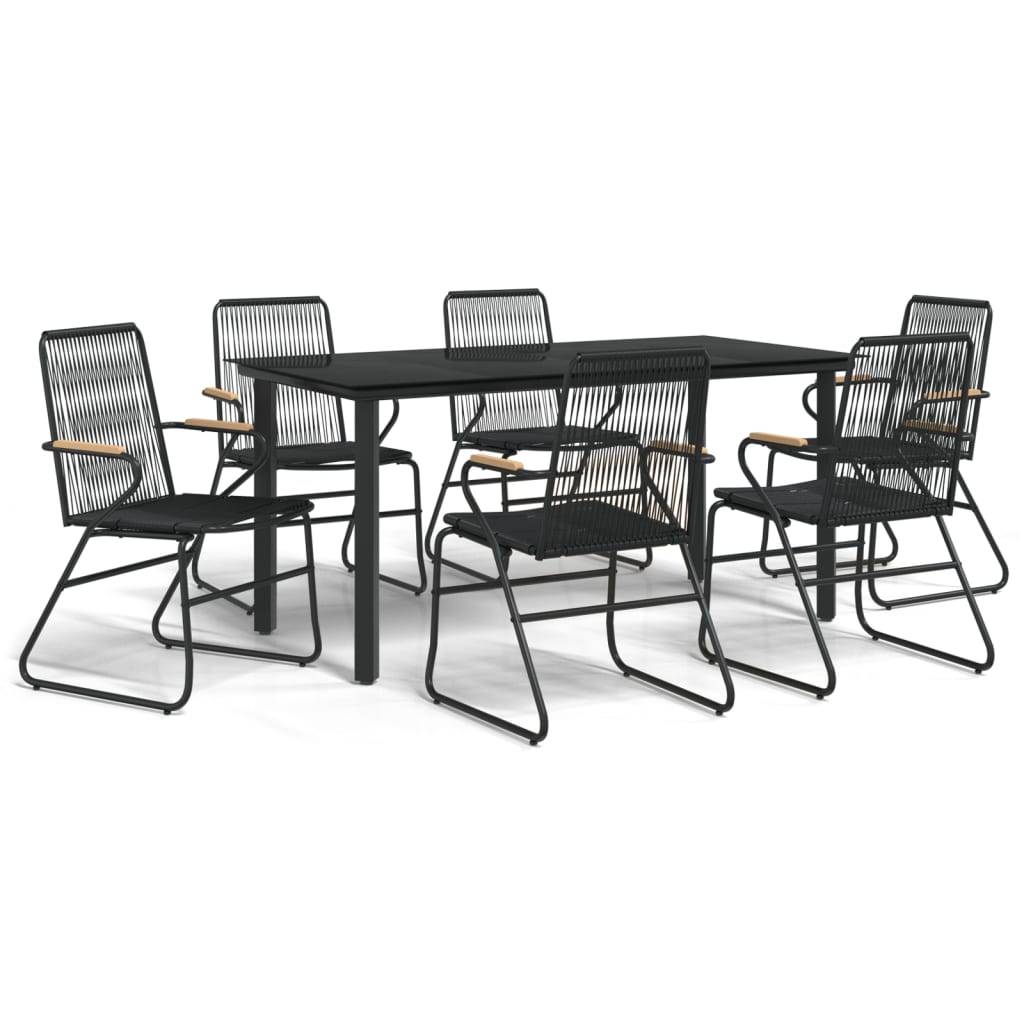 vidaXL 7-tlg. Garten-Essgruppe Schwarz PVC-Rattan