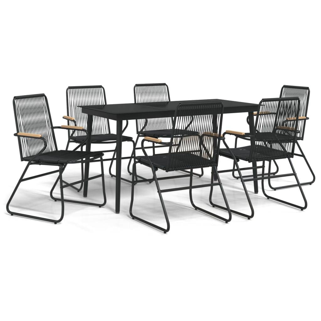 vidaXL 7-tlg. Garten-Essgruppe Schwarz PVC-Rattan