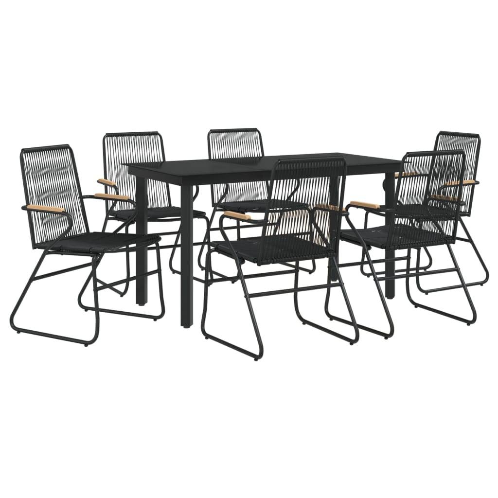 vidaXL 7-tlg. Garten-Essgruppe Schwarz PVC-Rattan