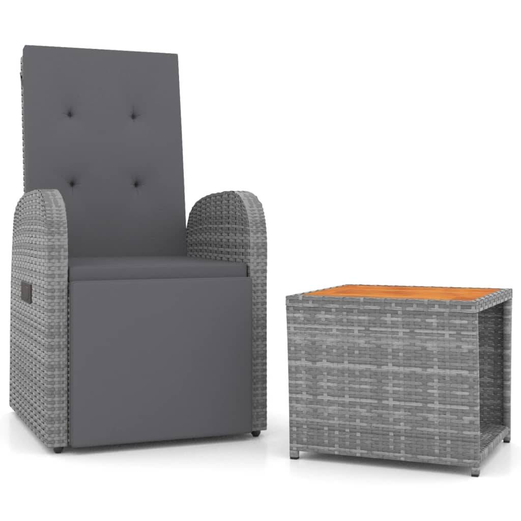 vidaXL 2-tlg. Garten-Lounge-Set Grau Poly Rattan & Massivholz Akazie