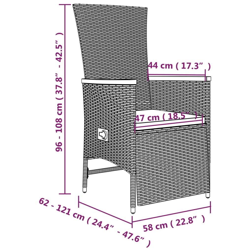 vidaXL 9-tlg. Garten-Essgruppe mit Kissen Grau Poly Rattan