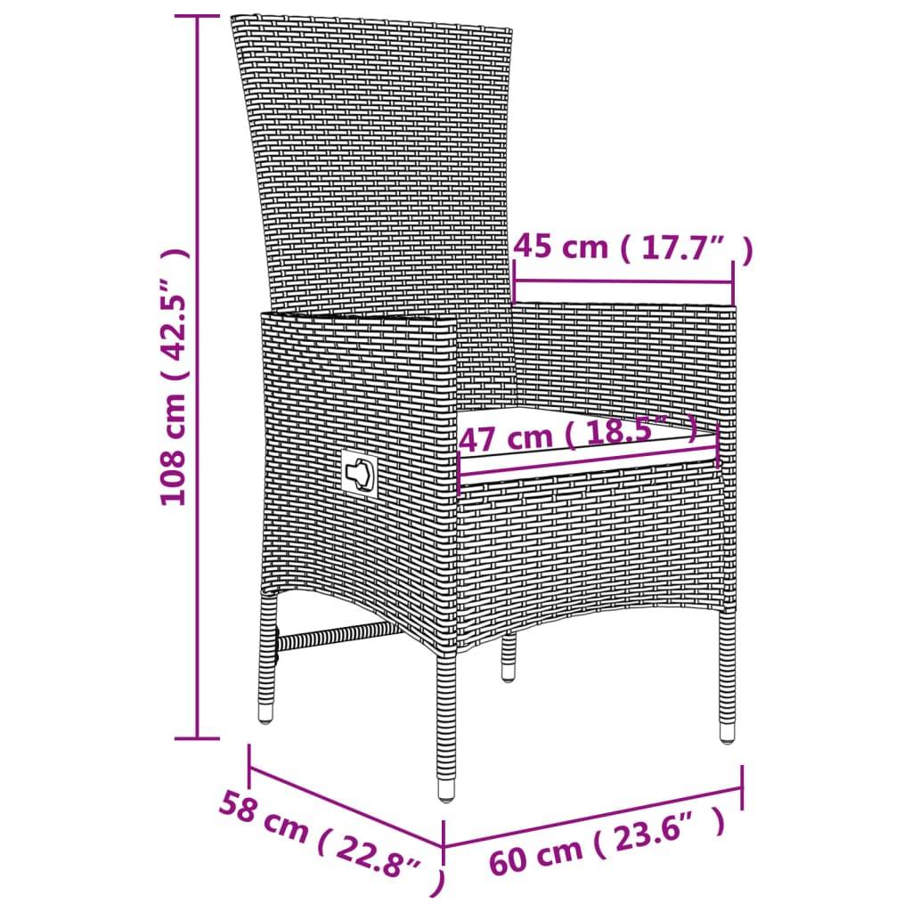 vidaXL 3-tlg. Garten-Lounge-Set Beige Poly Rattan & Stahl