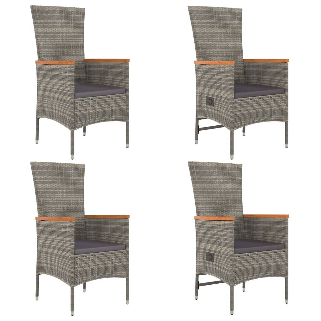 vidaXL 5-tlg. Garten-Essgruppe mit Kissen Grau Poly Rattan