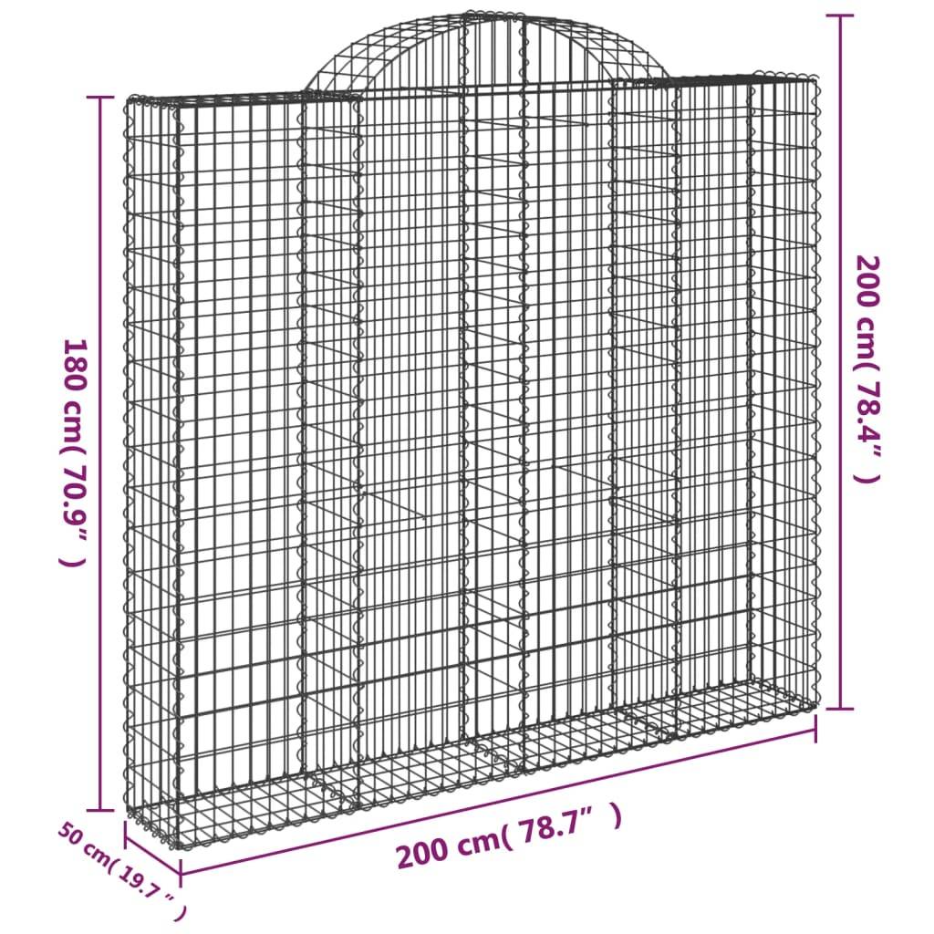 vidaXL Gabionen mit Hochbogen 11Stk. 200x50x180/200cm Verzinktes Eisen