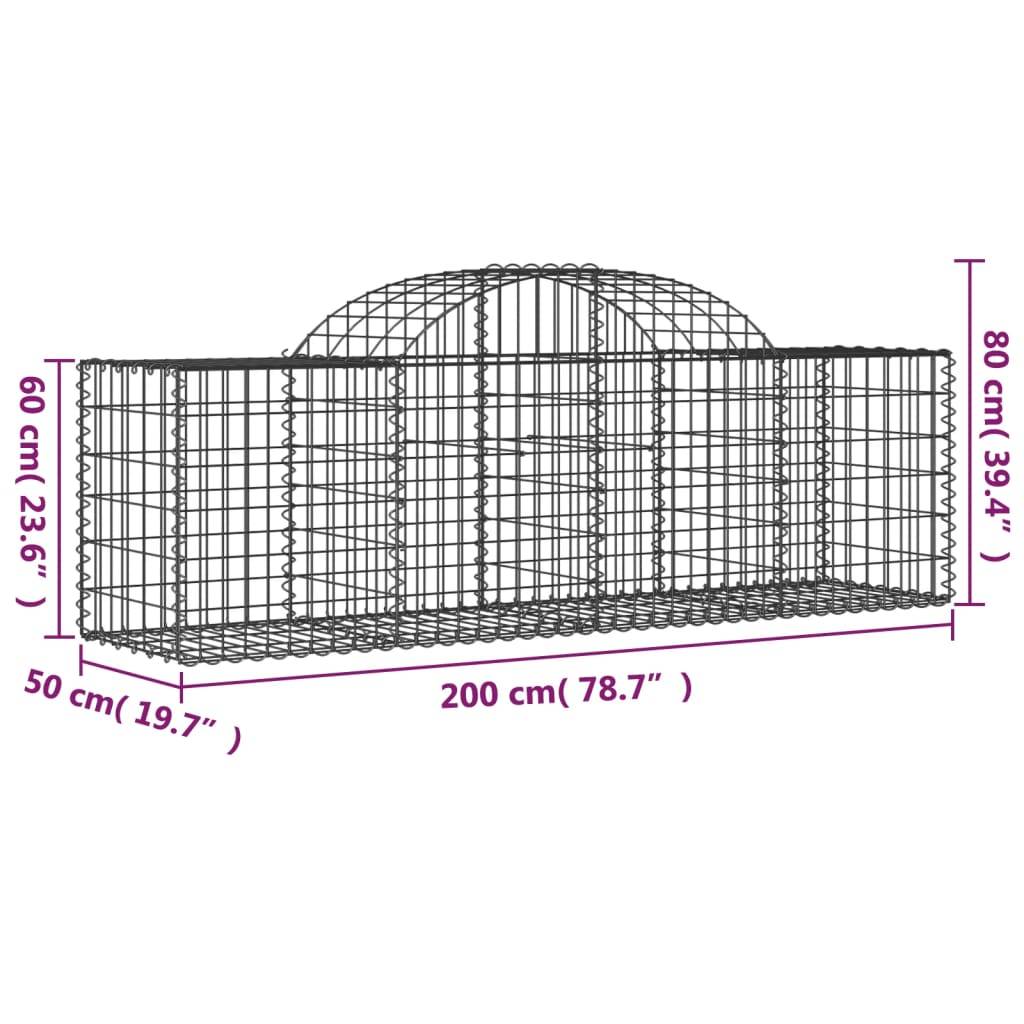 vidaXL Gabionen mit Hochbogen 18 Stk. 200x50x60/80 cm Verzinktes Eisen