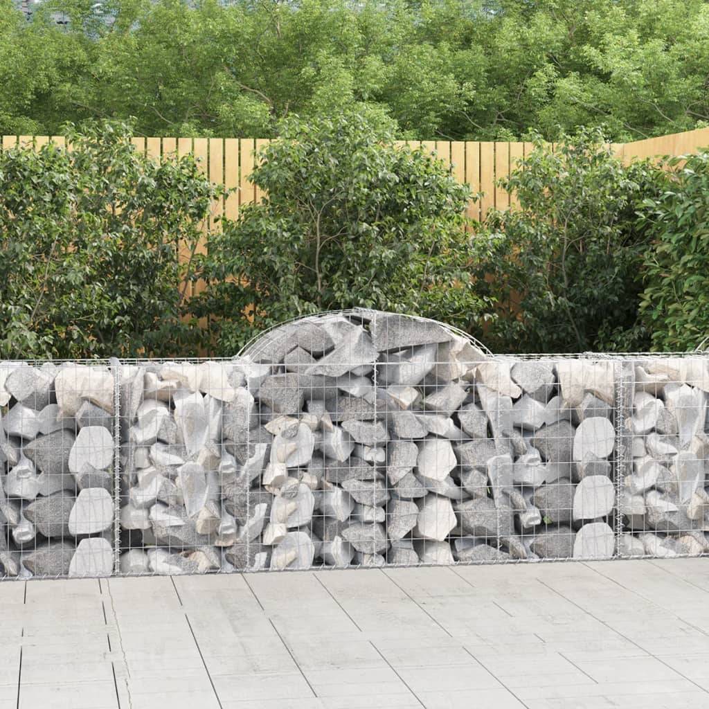 vidaXL Gabione mit Hochbogen 200x50x80/100 cm Verzinktes Eisen