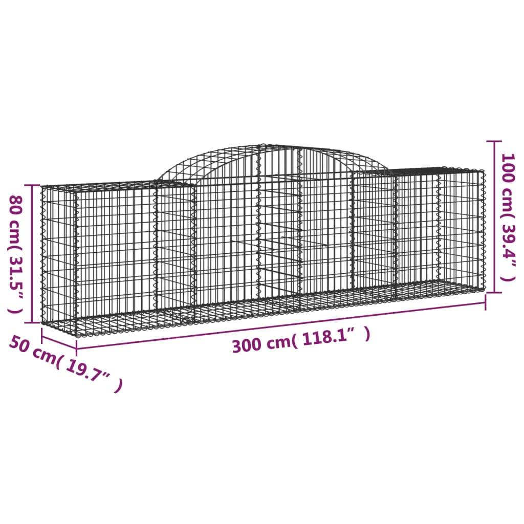 vidaXL Gabionen mit Hochbogen 12 Stk. 300x50x80/100cm Verzinktes Eisen