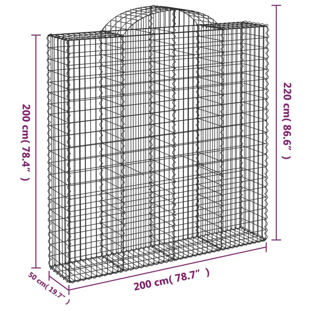 vidaXL Gabionen mit Hochbogen 3 Stk. 200x50x200/220cm Verzinktes Eisen