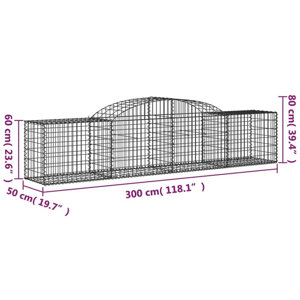 vidaXL Gabionen mit Hochbogen 12 Stk. 300x50x60/80 cm Verzinktes Eisen