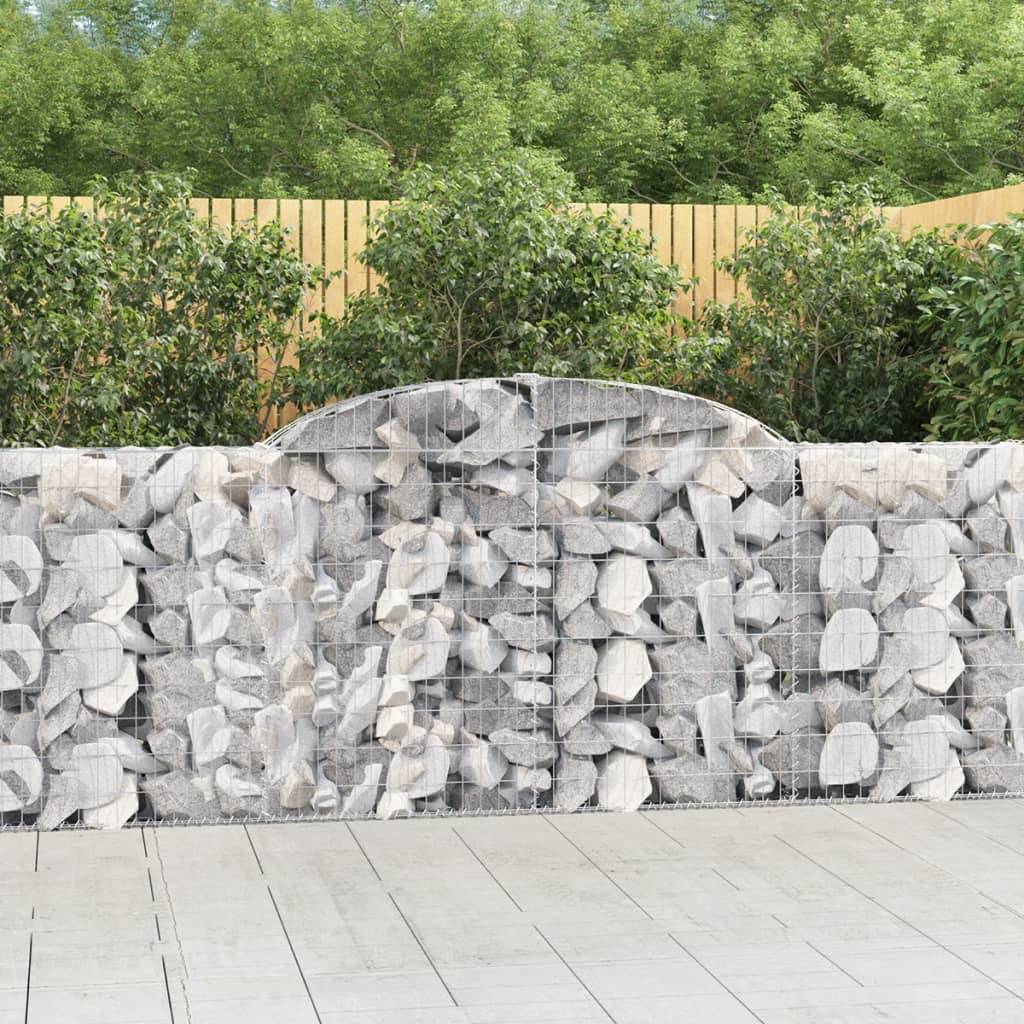vidaXL Gabionen mit Hochbogen 15 Stk 300x30x100/120cm Verzinktes Eisen