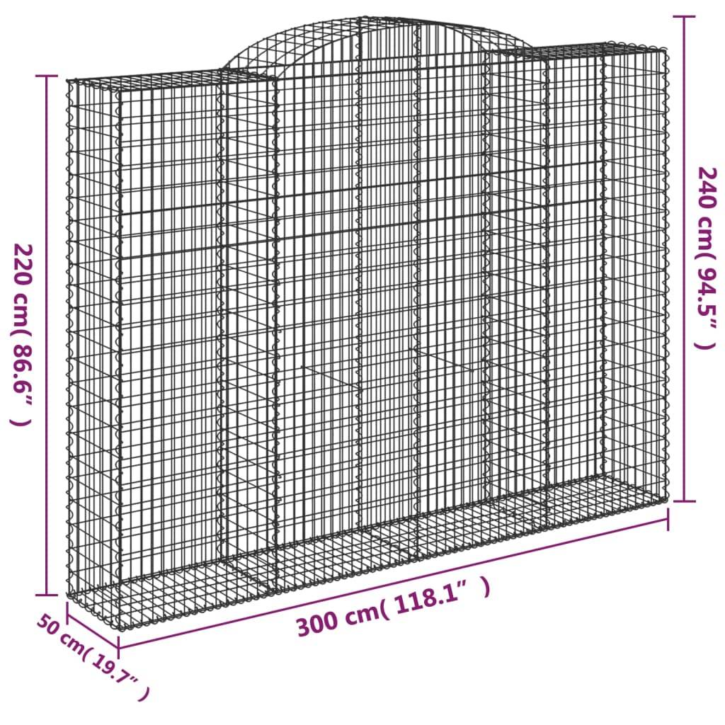 vidaXL Gabionen mit Hochbogen 8 Stk. 300x50x220/240cm Verzinktes Eisen