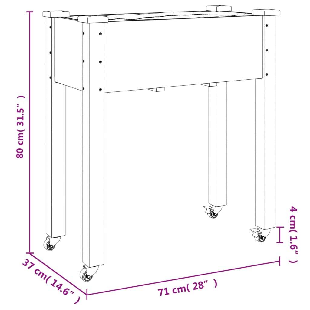 vidaXL Pflanzkübel mit Einsatz und Rollen Grau 71x37x80 cm Tannenholz