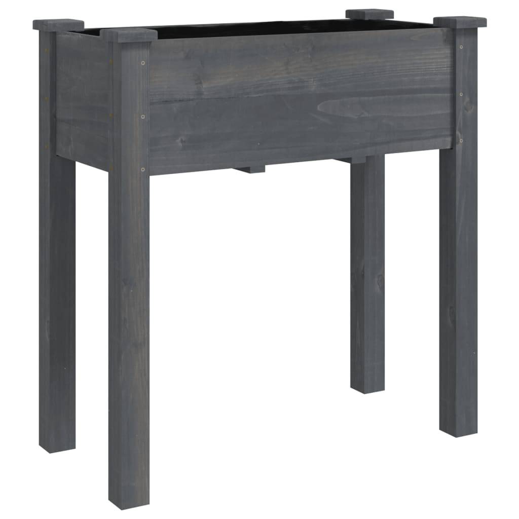 vidaXL Pflanzkübel mit Einsatz und Rollen Grau 71x37x80 cm Tannenholz