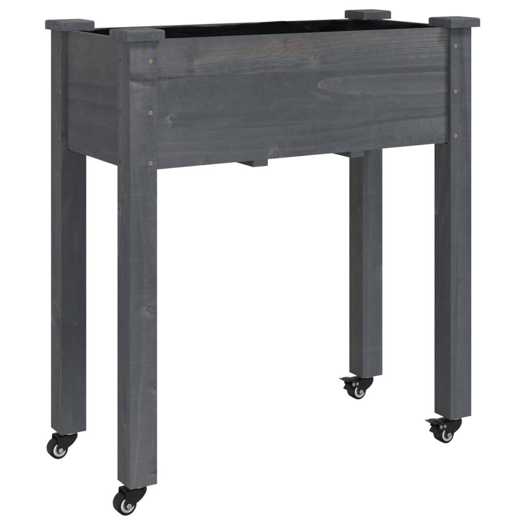 vidaXL Pflanzkübel mit Einsatz und Rollen Grau 71x37x80 cm Tannenholz