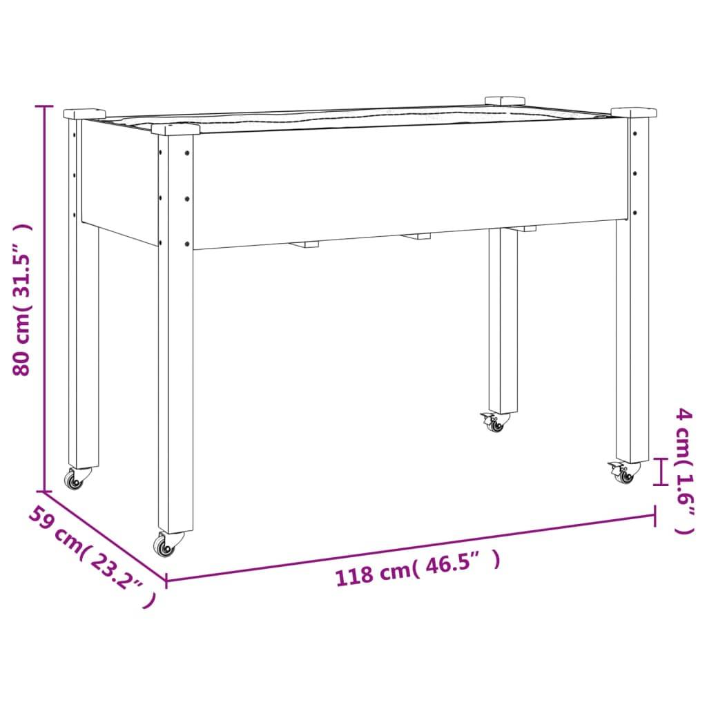 vidaXL Pflanzkübel mit Einsatz und Rollen Grau 118x59x80 cm Tannenholz