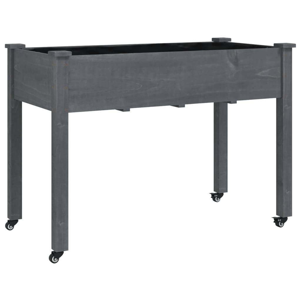 vidaXL Pflanzkübel mit Einsatz und Rollen Grau 118x59x80 cm Tannenholz