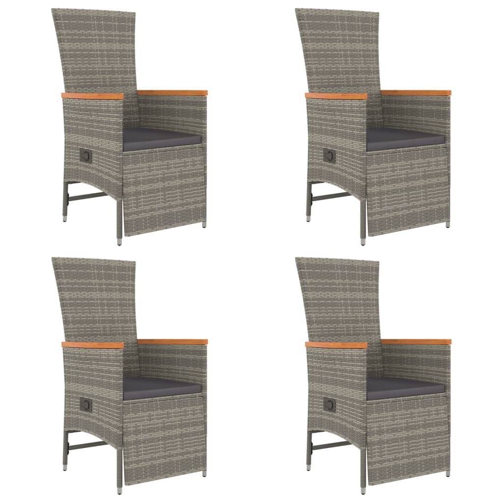 vidaXL 5-tlg. Garten-Essgruppe mit Kissen Grau Poly Rattan