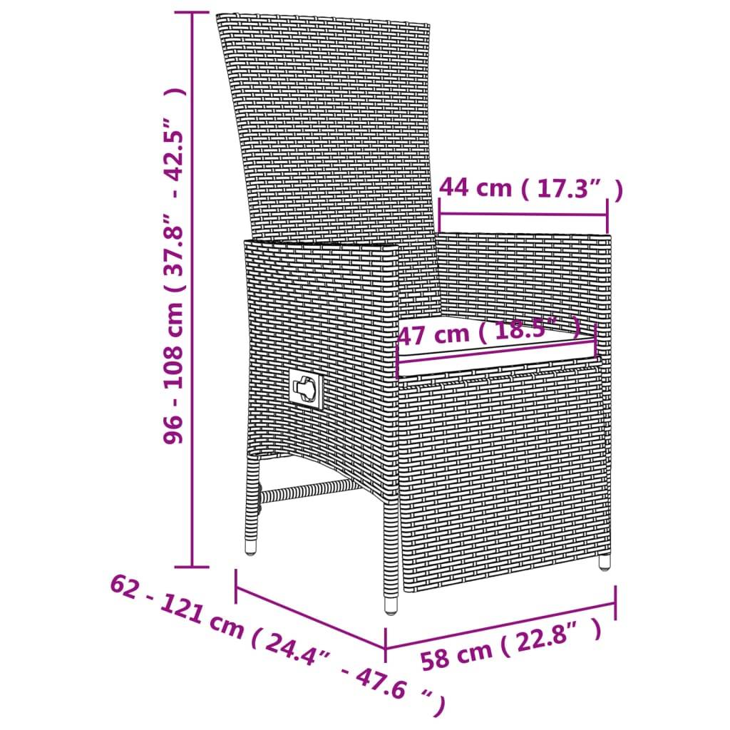 vidaXL 5-tlg. Garten-Essgruppe mit Kissen Beige Poly Rattan
