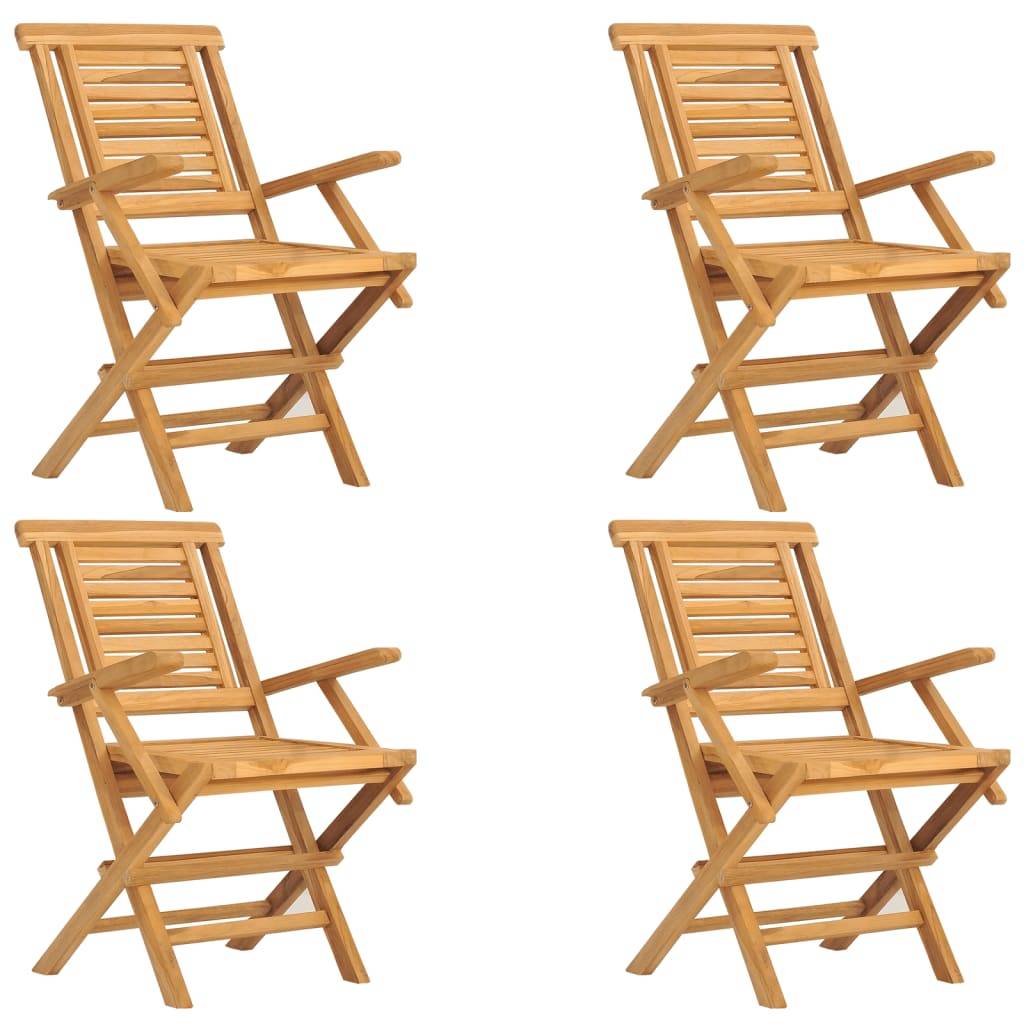 vidaXL Gartenstühle 4 Stk. Klappbar 56x63x90 cm Massivholz Teak