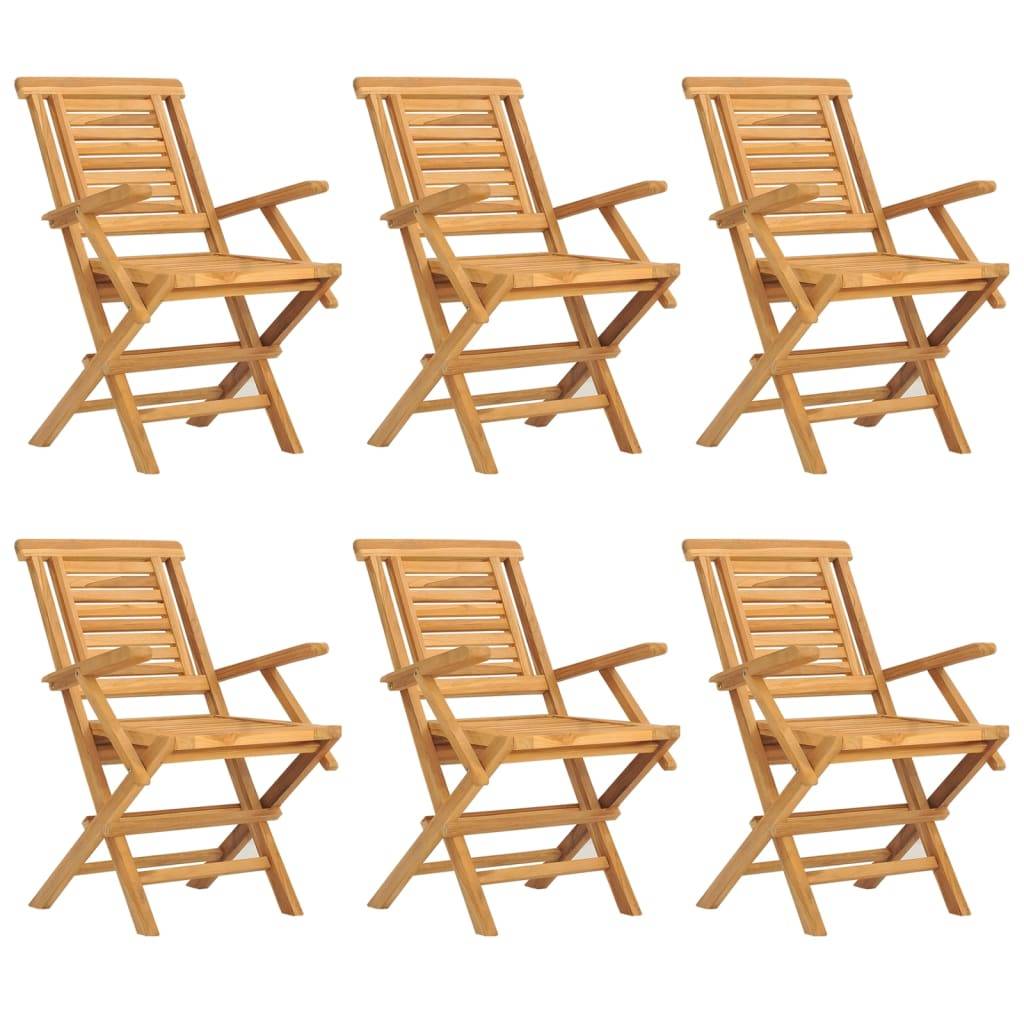 vidaXL Gartenstühle 6 Stk. Klappbar 56x63x90 cm Massivholz Teak