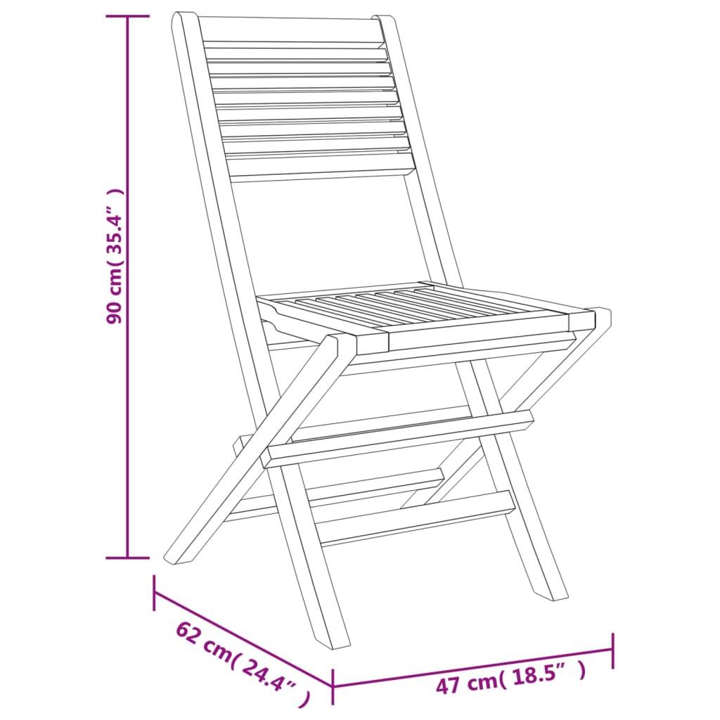 vidaXL Gartenstühle 6 Stk. Klappbar 47x62x90 cm Massivholz Teak