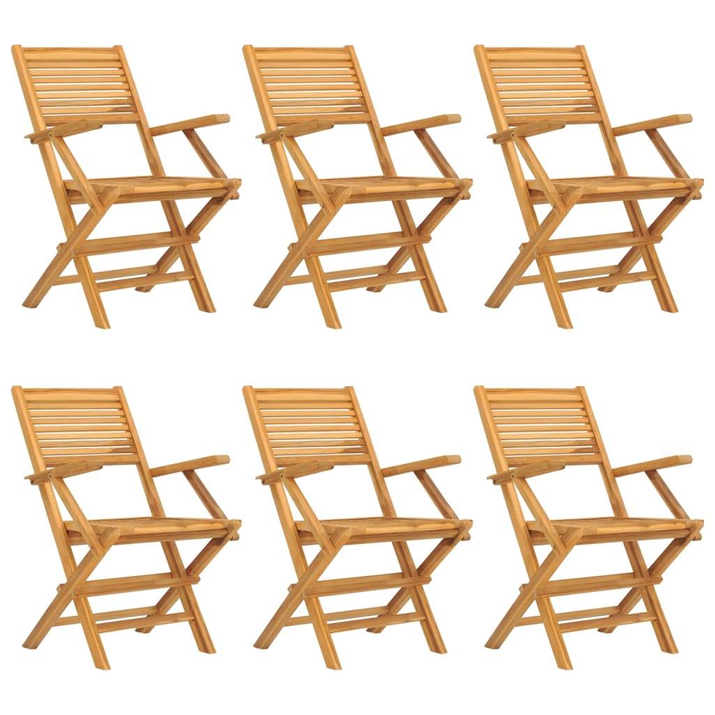 vidaXL Gartenstühle 6 Stk. Klappbar 55x62x90 cm Massivholz Teak