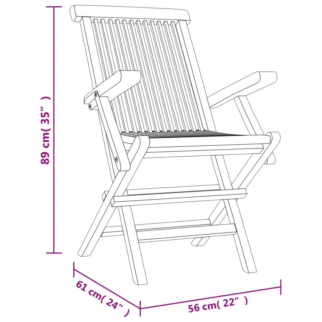 vidaXL Gartenstühle 4 Stk. Klappbar Grau 56x61x89 cm Massivholz Teak