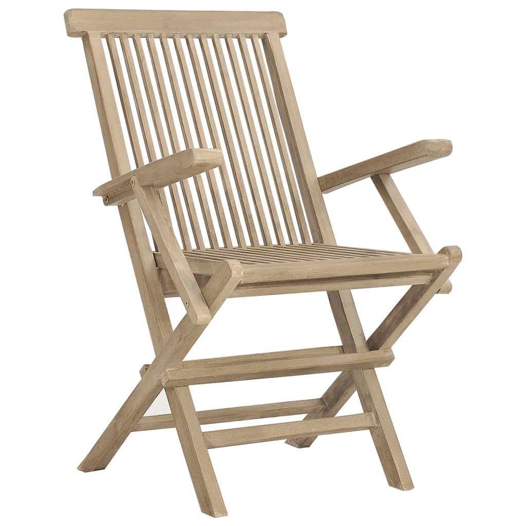 vidaXL Gartenstühle 4 Stk. Klappbar Grau 56x61x89 cm Massivholz Teak