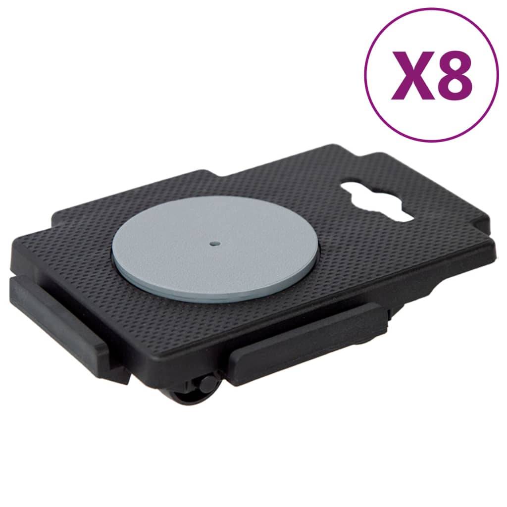 vidaXL Transportroller mit 8 Rollen 8 Stk. Schwarz Polypropylen 150 kg