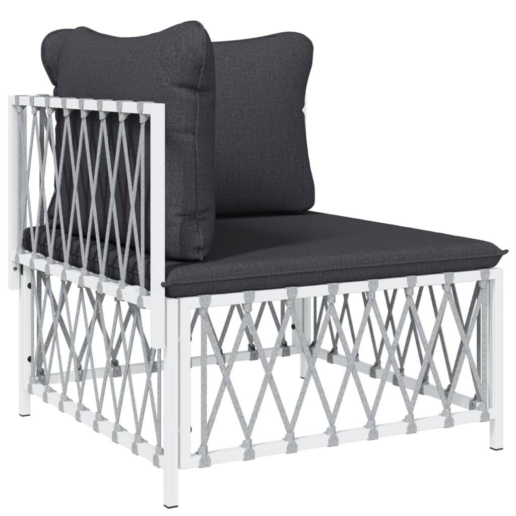 vidaXL 8-tlg. Garten-Lounge-Set mit Kissen Weiß Stahl