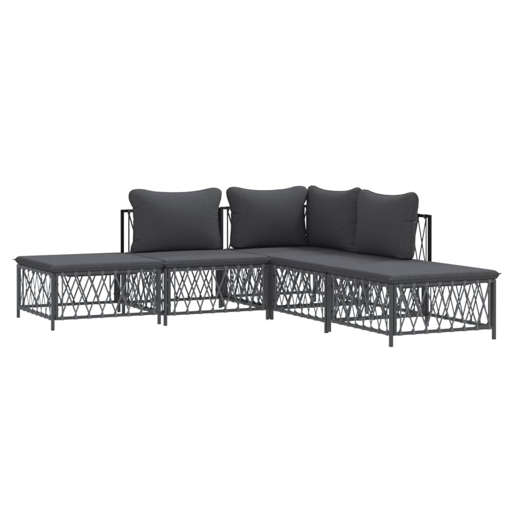 vidaXL 5-tlg. Garten-Lounge-Set mit Kissen Anthrazit Stahl