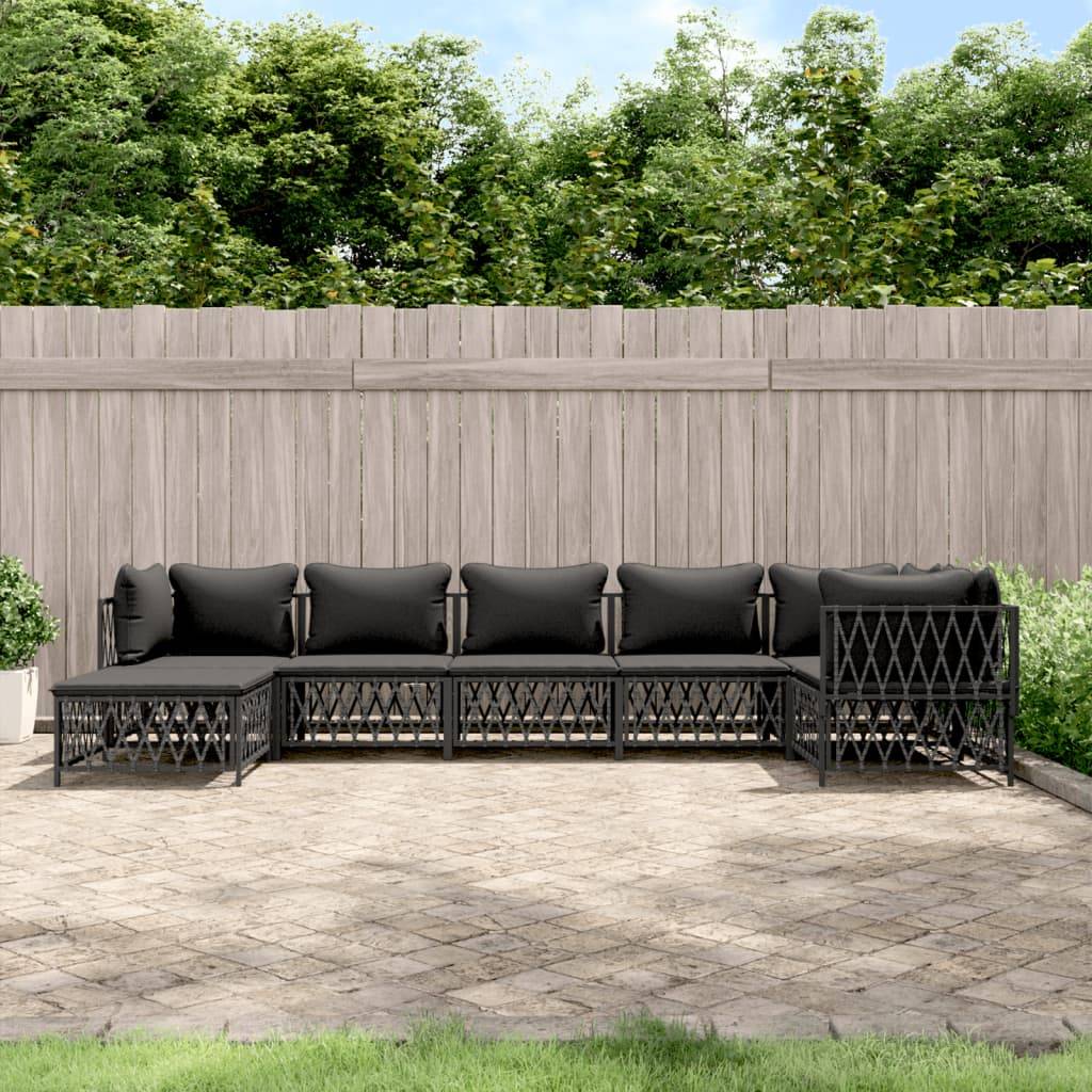 vidaXL 7-tlg. Garten-Lounge-Set mit Kissen Anthrazit Stahl