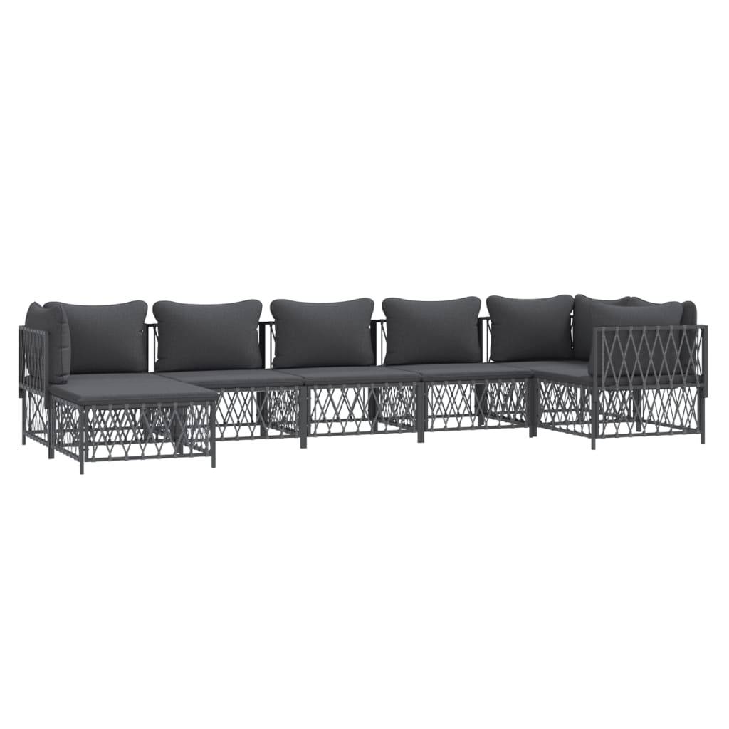 vidaXL 7-tlg. Garten-Lounge-Set mit Kissen Anthrazit Stahl