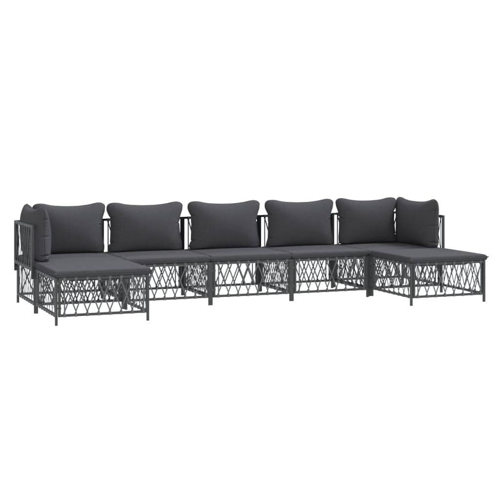 vidaXL 7-tlg. Garten-Lounge-Set mit Kissen Anthrazit Stahl