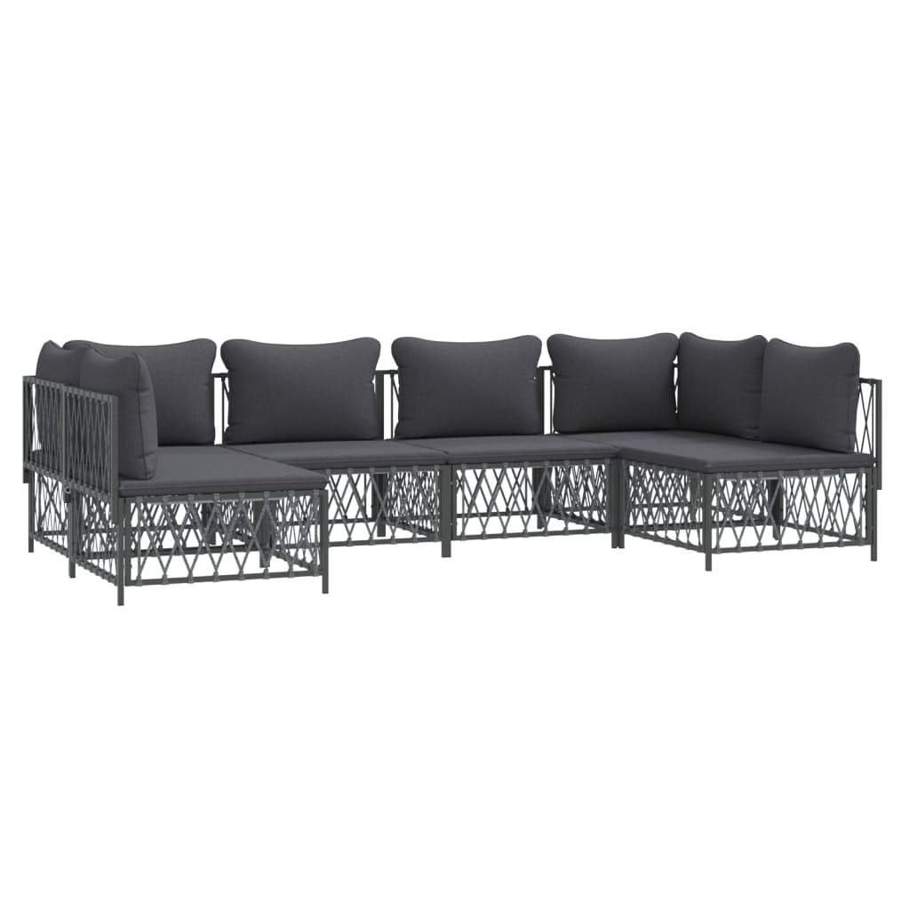 vidaXL 6-tlg. Garten-Lounge-Set mit Kissen Anthrazit Stahl
